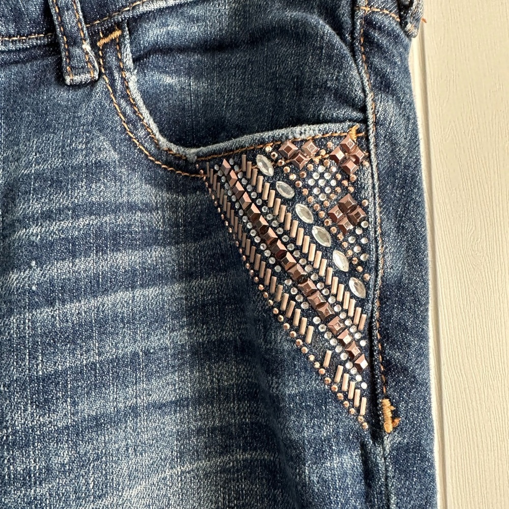 Women's Junior's Hollister Skinny Jeans Beaded Pocket Detail Size 5R (W27 L31) - Picture 4 of 5
